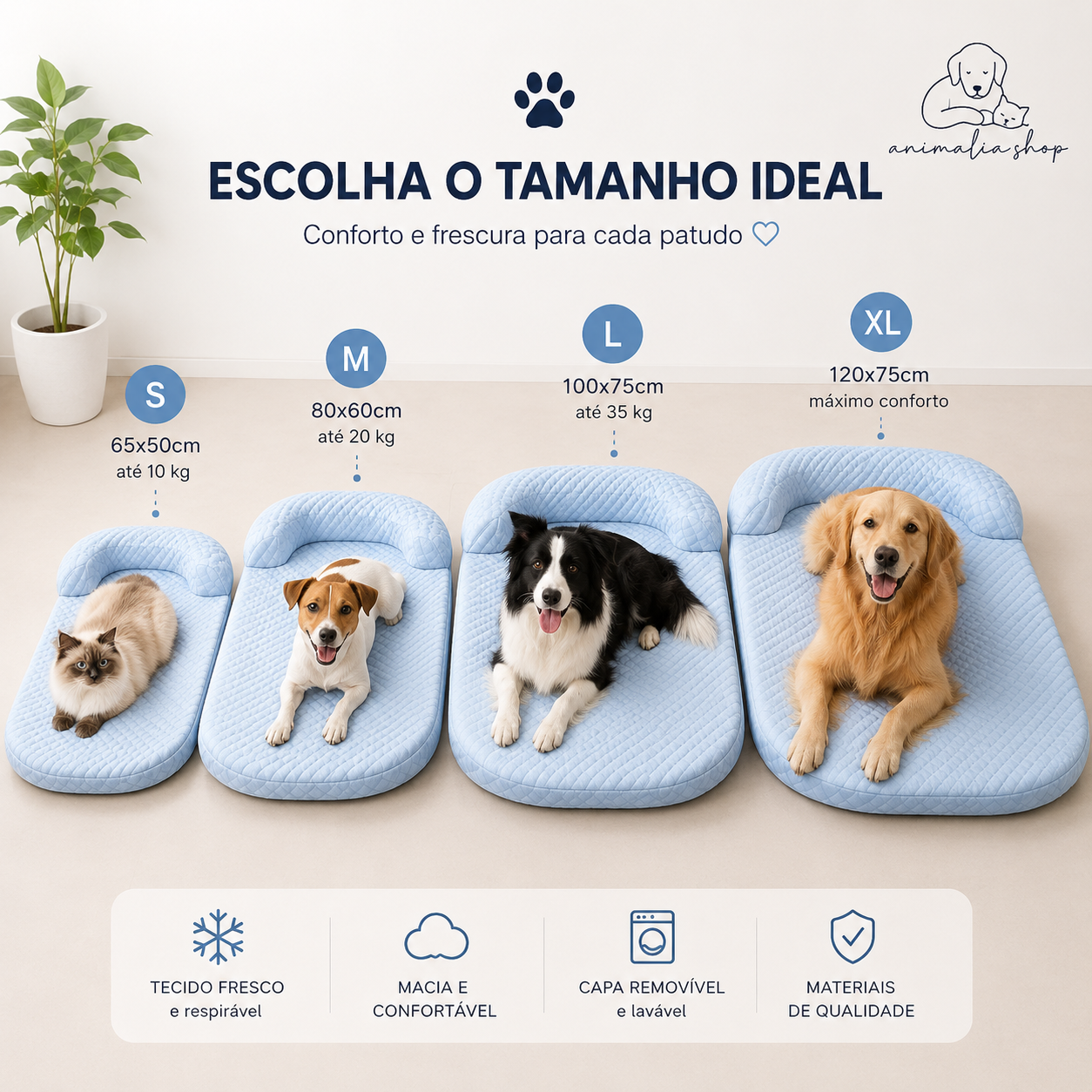 Cama Refrescante Ortopédica para Cães e Gatos