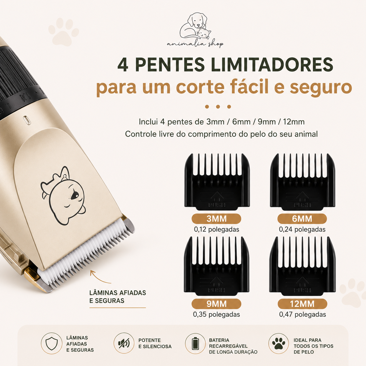 Máquina de Tosquia Profissional para Cães e Gatos – AnimaliaCare